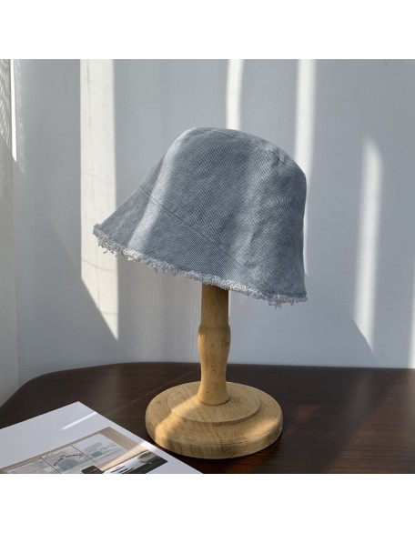 Washed denim frayed edge distressed fisherman style hat